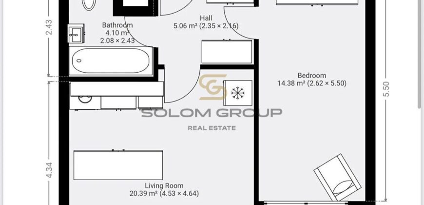 Pronájem bytu 2+kk 47 m²/lodžie 4m²,  + garážové parkovací stání. Po rekonstrukci. Praha 8 – Troja